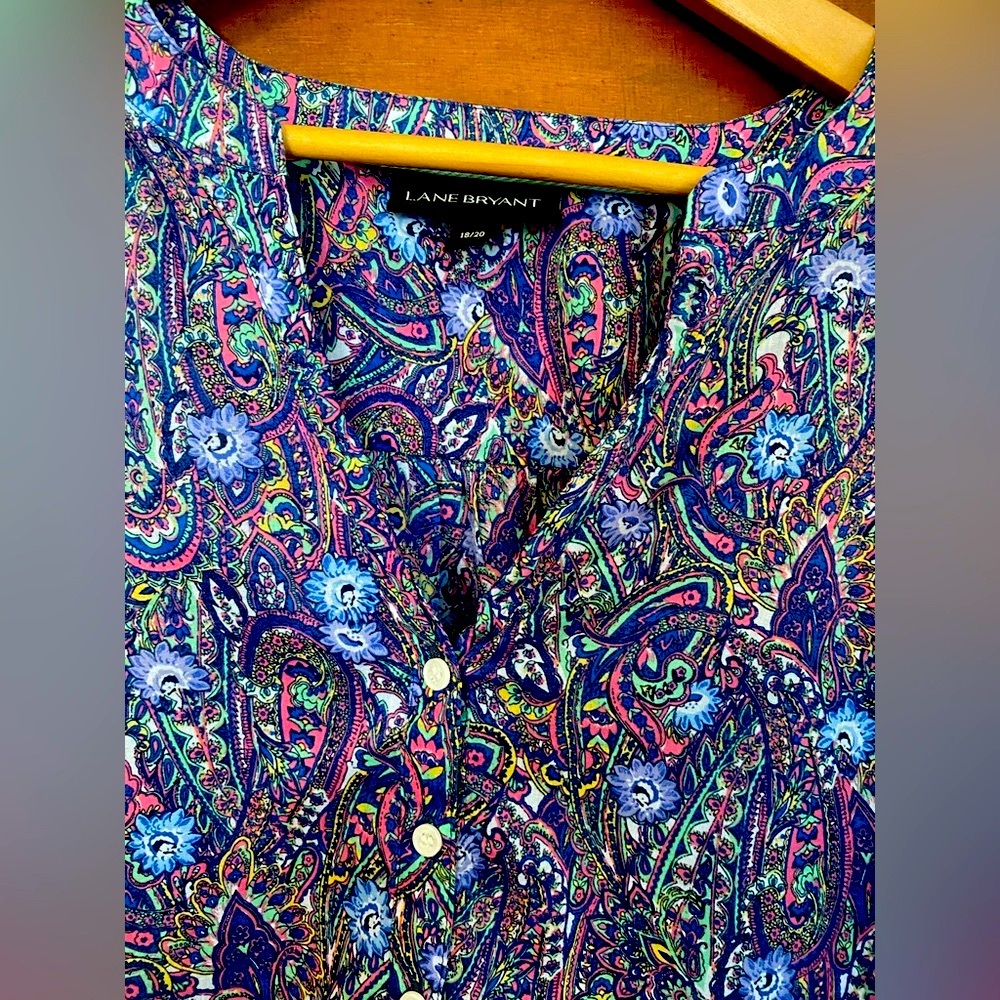 Lane Bryant Paisley Cotton Blouse 18/20